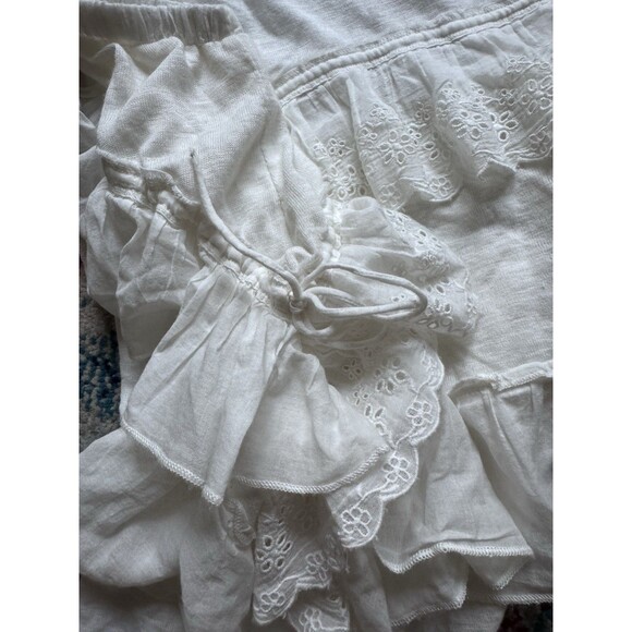 Free People Claire Tee Tunic Top Eyelet Embroidered Ruffle Tiered Boho Sz XS - Picture 10 of 10
